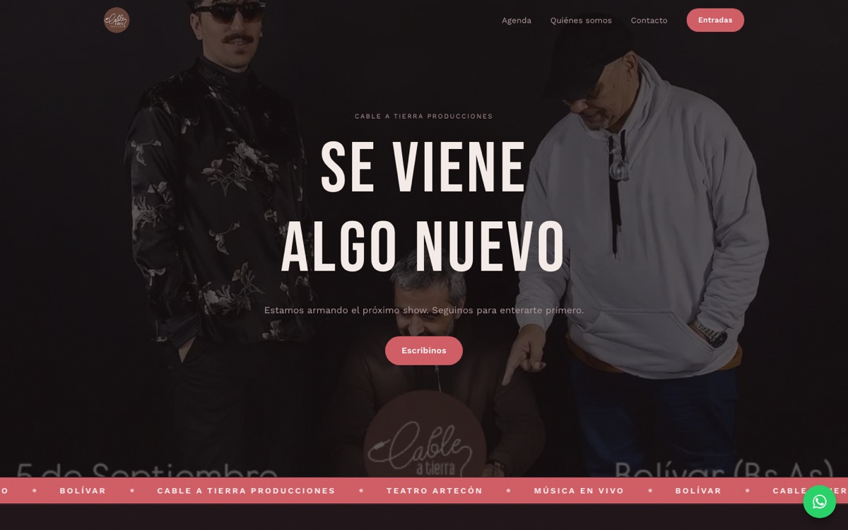 Página de Cable a Tierra Producciones